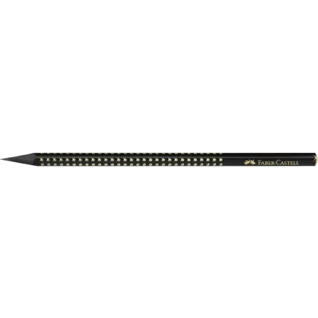 Creion grafit B triunghiular grip sparkle lemn negru midnight gold Faber-Castell