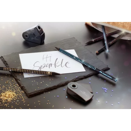 Creion grafit B triunghiular grip sparkle lemn negru midnight gold Faber-Castell