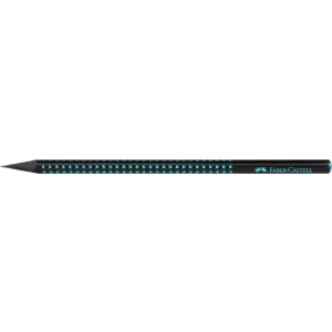 Creion grafit B triunghiular grip sparkle lemn negru midnight ocean Faber-Castell