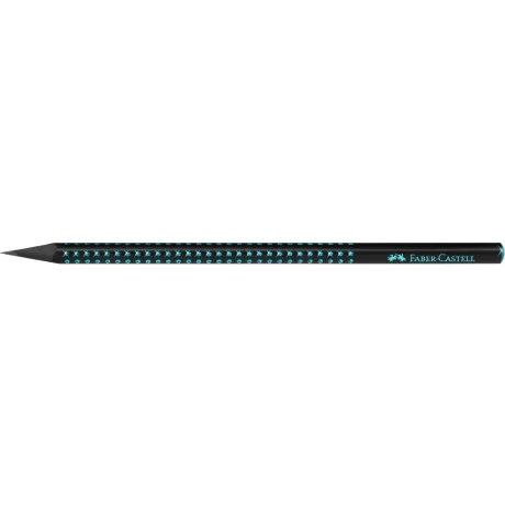 Creion grafit B triunghiular grip sparkle lemn negru midnight ocean Faber-Castell