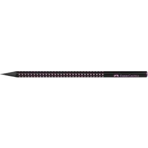 Creion grafit B triunghiular grip sparkle lemn negru midnight rose Faber-Castell