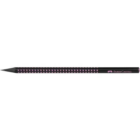 Creion grafit B triunghiular grip sparkle lemn negru midnight rose Faber-Castell
