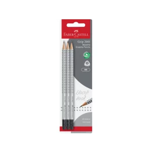 Creion grafit HB cu gumă grip 2001 Faber-Castell 3 buc/blister
