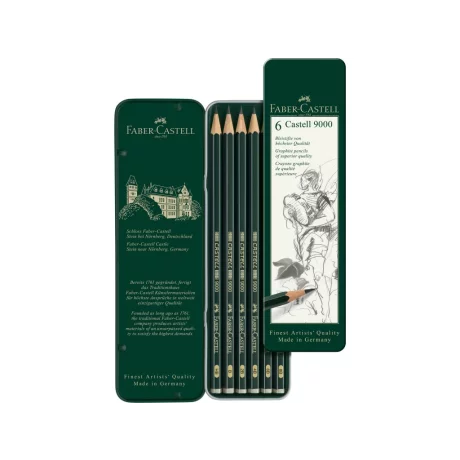 Creion grafit hexagonal Castell 9000 Faber-Castell 6 buc/set