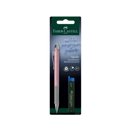 Creion mecanic 0.7 mm rose Apollo + mine Faber-Castell 1 buc/blister