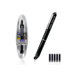 Stilou reatractabil Writech corp negru + 5 patroane cu cerneală albastru