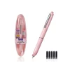 Stilou reatractabil Writech corp roz + 5 patroane cu cerneală albastru