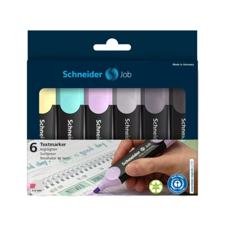 Textmarker Schneider Job 6 cul/set inclusiv gri