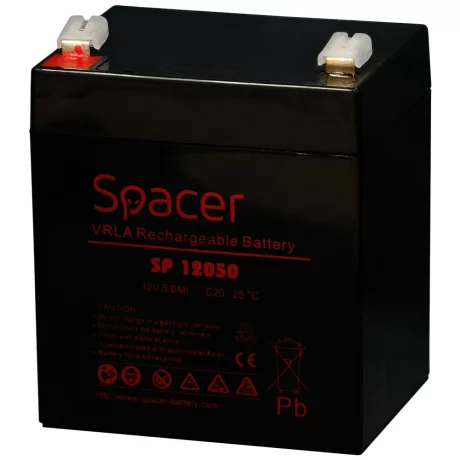 ACUMULATOR UPS SPACER 12V / 5Ah, dimensiuni: 90x70x101mm, inaltime+terminal: 107mm, terminal F1(T1), &quot;SP-BAT-12V5AH&quot;