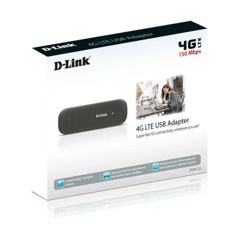ADAPTOR RETEA D-LINK , extern wireless 2.4 GHz, USB 2.0, port SIM 3G/4G, 150 Mbps, antena interna x 1, &quot;DWM-222/DH&quot;