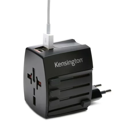 ADAPTOR universal KENSINGTON, Socket universal, conectare prin Euro skt x 1, USB x 2, 2.5 A, protectie supratensiune, negru, &quot;K33998WW&quot;