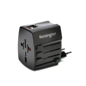 ADAPTOR universal KENSINGTON, Socket universal, conectare prin Euro skt x 1, USB x 2, 2.5 A, protectie supratensiune, negru, &quot;K33998WW&quot;