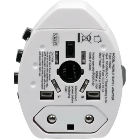 ADAPTOR universal SPACER, Schuko x 1, conectare Socket Universal (T), USB x 2,   10 A, alb, &quot;SPAD-UNIV&quot;/45505994