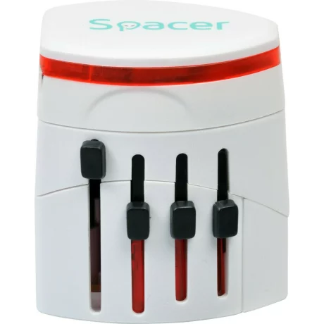 ADAPTOR universal SPACER, Schuko x 1, conectare Socket Universal (T), USB x 2,   10 A, alb, &quot;SPAD-UNIV&quot;/45505994