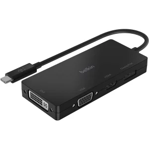 ADAPTOR video BELKIN, USB Type-C (T) la HDMI (M), VGA (M), Display Port (M), DVI (M), 4K UHD (3840x2160) la 30Hz, 0.1 m, &quot;AVC003BTBK&quot;