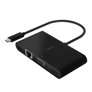 ADAPTOR video BELKIN, USB Type-C (T) la HDMI (M), VGA (M), USB-A, 4K UHD (3840x2160) la 30Hz, 0.1 m, &quot;AVC004BTBK&quot;