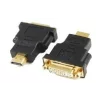 ADAPTOR video GEMBIRD, HDMI (T) la DVI-I DL (M), conectori auriti, black, &quot;A-HDMI-DVI-3&quot;