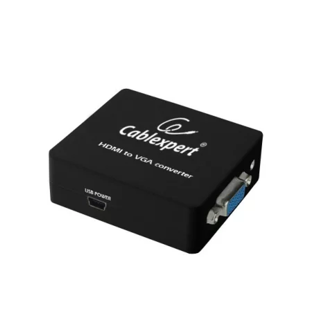 ADAPTOR video GEMBIRD, splitter HDMI (M) la VGA (M) + Jack 3.5mm (M), rezolutie maxima Full HD (1920 x 1080) la 60Hz, USB power, black, &quot;DSC-HDMI-VGA-001&quot;