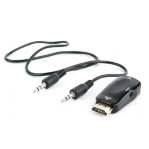 ADAPTOR video GEMBIRD, splitter HDMI (T) la VGA (M) + Jack 3.5mm (T), rezolutie maxima Full HD (1920 x 1080) la 60Hz, cablu audio 3.5 mm jack, black, &quot;A-HDMI-VGA-02&quot;