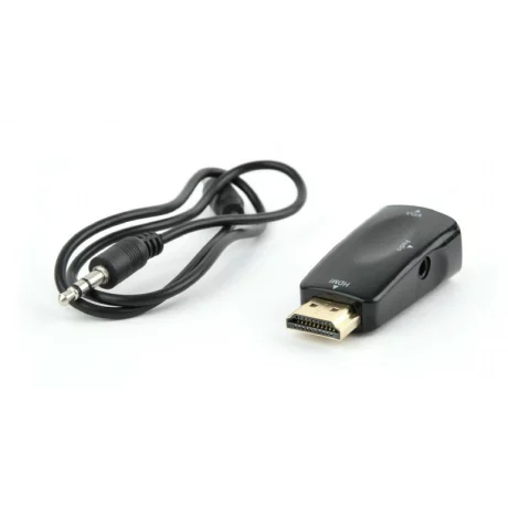 ADAPTOR video GEMBIRD, splitter HDMI (T) la VGA (M) + Jack 3.5mm (T), rezolutie maxima Full HD (1920 x 1080) la 60Hz, cablu audio 3.5 mm jack, black, &quot;AB-HDMI-VGA-02&quot;