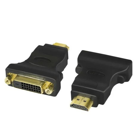 ADAPTOR video LOGILINK, HDMI (T) la DVI-D DL (M), conectori auriti, rezolutie maxima Full HD (1920 x 1080) la 60 Hz, negru, &quot;AH0002&quot;