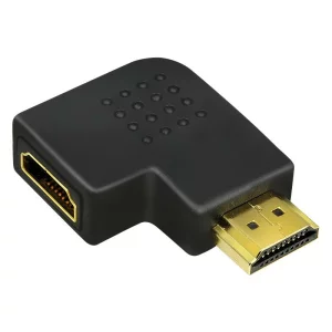 ADAPTOR video LOGILINK, HDMI (T) la HDMI (M), conectori auriti, in unghi de 90 grade, rezolutie maxima 4K UHD (3840 x 2160) la 30 Hz, negru, &quot;AH0008&quot;