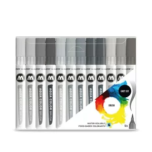 Set markere Molotow Aqua Color Brush Grey 12 cul/set