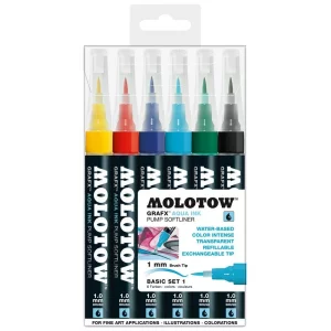 Set markere Molotow Aqua Ink Pump Softliner Basic-Set 1 6buc/set