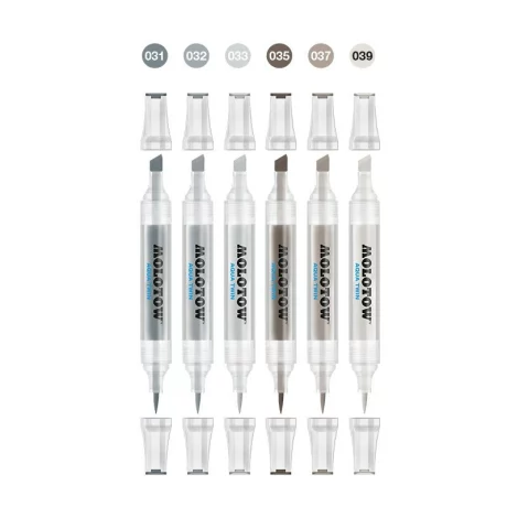 Set markere Molotow AQUA TWIN Grey-Set 2 6 buc/set