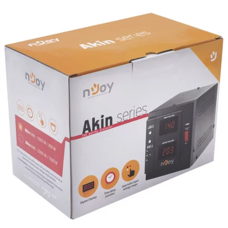 AVR NJOY, &quot;AKIN 1000&quot;, AVR cu sinusoida simulata, 1000VA/800W, Schuko x 1, display LCD, &quot;PWAV-10001AK-AZ01B&quot;, ,