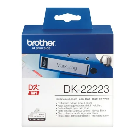 Banda Continua Hartie  Original Brother Black on White, DK22223, pentru P-TOUCH QL-1100|1110|800|810|1050|1060|500|560|570|580|650|702, 50mmX30.48m, incl.TV 0 RON, &quot;DK22223&quot;