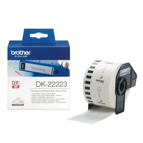 Banda Continua Hartie  Original Brother Black on White, DK22223, pentru P-TOUCH QL-1100|1110|800|810|1050|1060|500|560|570|580|650|702, 50mmX30.48m, incl.TV 0 RON, &quot;DK22223&quot;