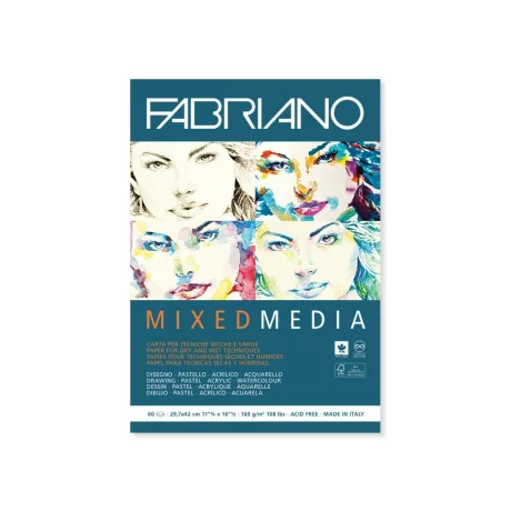 Bloc desen Mix Media, A3, fără spiră, Fabriano