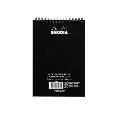 Blocnotes grafic A5 spirală 80 file Rhodia Classic Black
