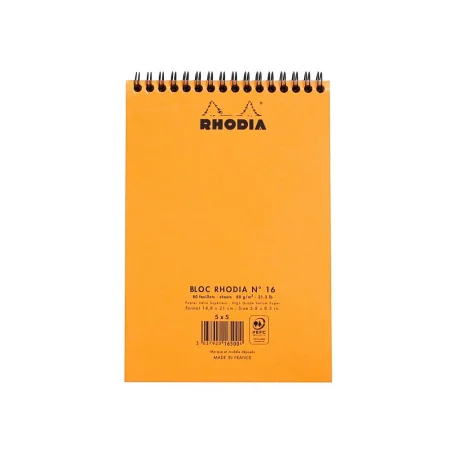 Blocnotes A5 Spiral Pad Rhodia Classic Orange Matematica