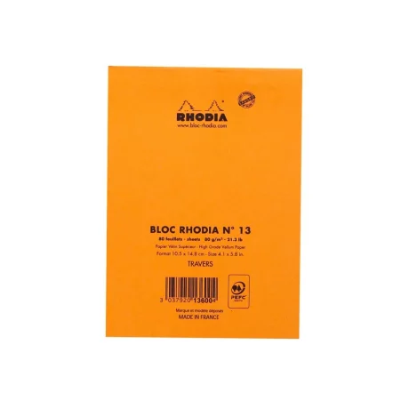 Blocnotes capsat N13 10,5 x 14,8 cm 80 file Rhodia Orange