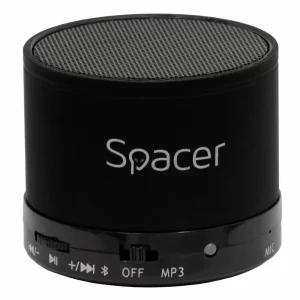 BOXA SPACER portabila bluetooth TOPPER, RMS:  3W, control volum, acumulator 520mAh, timp de functionare pana la 5 ore, distanta de functionare pana la 10m, incarcare USB, BLACK, &quot;SPB-TOPPER-BLK&quot;  (include TV 0.15 lei)