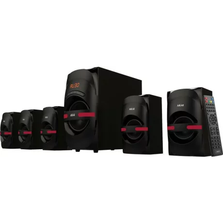 BOXE AKAI, 5.1, RMS: 105W (5 x 12W, 1 x 45W) Bluetooth, alimentare 220V, Jack 3.5mm, USB, negru, &quot;HT014A-5086F&quot;  (include TV 1,5lei)