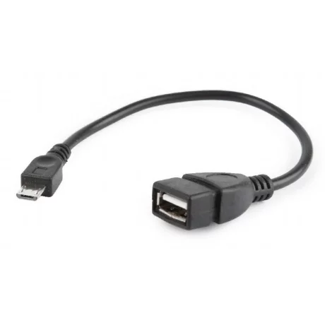 CABLU adaptor OTG GEMBIRD, Micro-USB 2.0 (T) la USB 2.0 (M),  15cm,  negru, A-OTG-AFBM-03