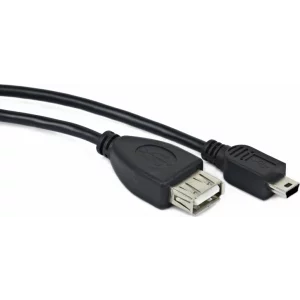 CABLU adaptor OTG GEMBIRD, pt. smartphone, Mini-USB 2.0 (T) la USB 2.0 (M),  15cm, asigura conectarea telef. la o tastatura, mouse, HUB, stick, etc., negru, &quot;A-OTG-AFBM-002&quot;