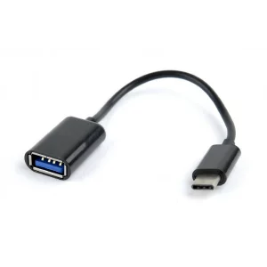 CABLU adaptor OTG GEMBIRD, pt. smartphone, USB 2.0 Type-C (T) la USB 2.0 (M),  16cm, asigura conectarea telef. la o tastatura, mouse, HUB, stick, etc., negru, &quot;AB-OTG-CMAF2-01&quot;
