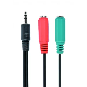 CABLU audio GEMBIRD Splitter stereo (1 x 3.5 mm jack T la  2 x 3.5 mm jack M), 20cm, negru, mufe rosu-verde, &quot;CCA-417&quot;