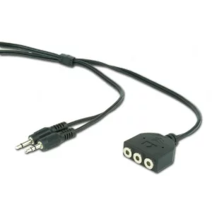 CABLU audio GEMBIRD Splitter stereo (2 x 3.5 mm jack T la  3 x 3.5 mm jack M; permite conectarea boxelor si castilor in acelasi timp), 1m, negru &quot;CC-MIC-1&quot;