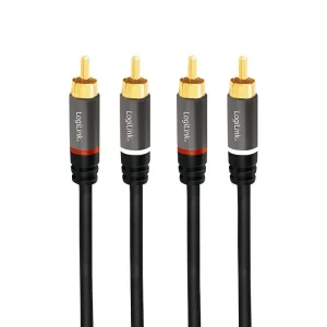 CABLU audio LOGILINK  stereo (RCA T/T),  2m, conectori auriti, negru &quot;CA1204&quot;