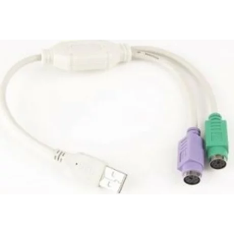 CABLU USB GEMBIRD splitter, USB 2.0 (T) la 2 x PS2 (T), 30cm, adaptor USB la mufe PS2 pt. tastatura si mouse, alb, UAPS12