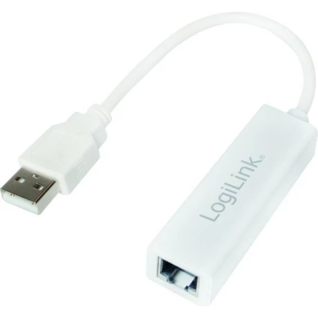 CABLU USB LOGILINK adaptor, USB 2.0 (T) la RJ45 (M), 10cm, 10/100 Mbit/s, alb, UA0144B