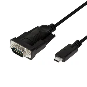 CABLU USB LOGILINK adaptor, USB 2.0 Type-C (T) la Serial DB9M (9-pin)(RS232)(T),  1.2m, negru, AU0051
