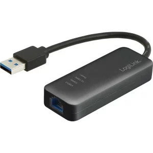 CABLU USB LOGILINK adaptor, USB 3.0 (T) la RJ45 (M), 10cm, 10/100/1000 Mbit/s, negru, UA0184A
