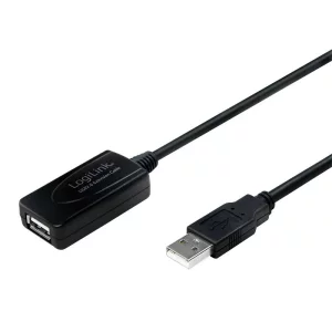 CABLU USB LOGILINK prelungitor, USB 2.0 (T) la USB 2.0 (M), 10m, negru, UA0143