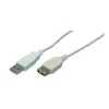 CABLU USB LOGILINK prelungitor, USB 2.0 (T) la USB 2.0 (M),  3m, gri, CU0011